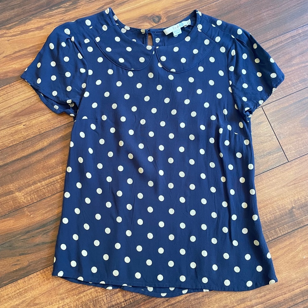 Boden Montpelier Top Navy Blue Midi Dot